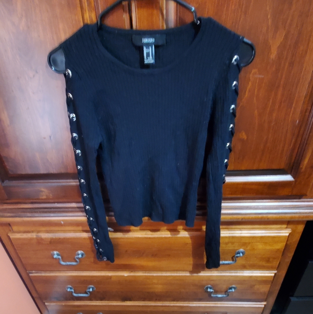 Black lace up sweater